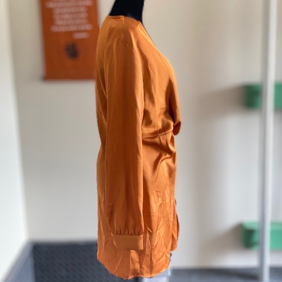 Forever 21 | Twist-Front Silky Dress - 8, Orange - Picture 5 of 13